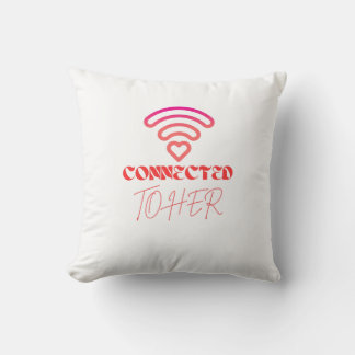Connected to Her WiFi Heart Design Valentine's Throw Pillow