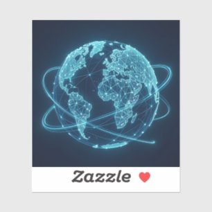 Connected World – Global Network Art Square Sticker