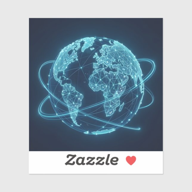 Connected World – Global Network Art Square Sticker (Sheet)