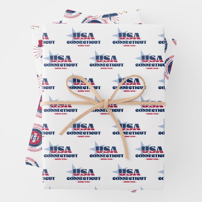 Connecticut, 50 States, Liberty Bell  Wrapping Paper Sheets (In situ)