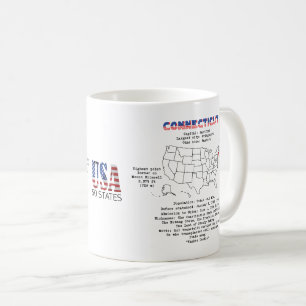 Connecticut American state on a map and details Coffee Mug