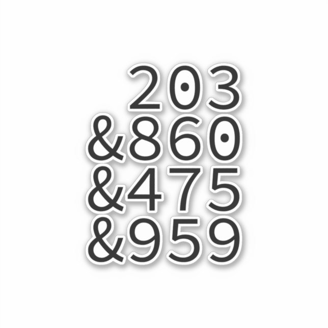 Connecticut Area Codes Sticker (Front)