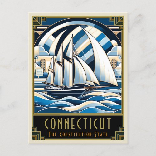 Connecticut  Art Deco Postcard