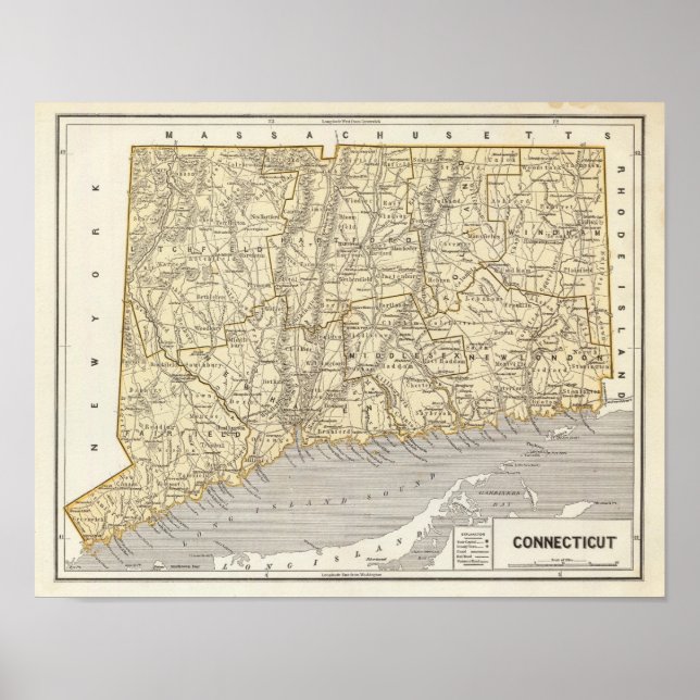 Connecticut Atlas Map Poster (Front)
