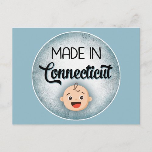 Connecticut Baby Funny Blue New Boy Postcard