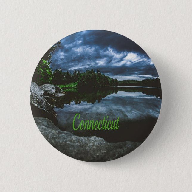 Connecticut Beutiful Lake Trees Button (Front)