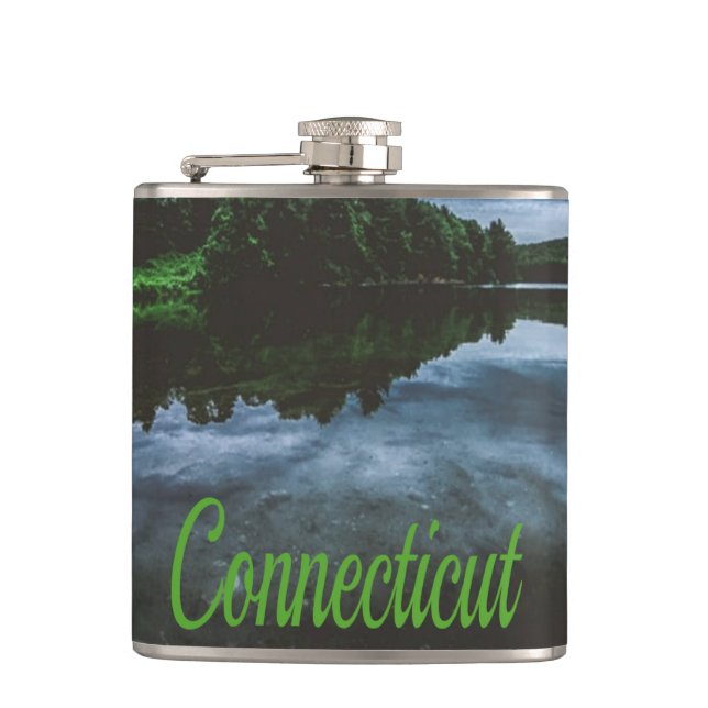 Connecticut Beutiful Lake Trees Flask (Front)