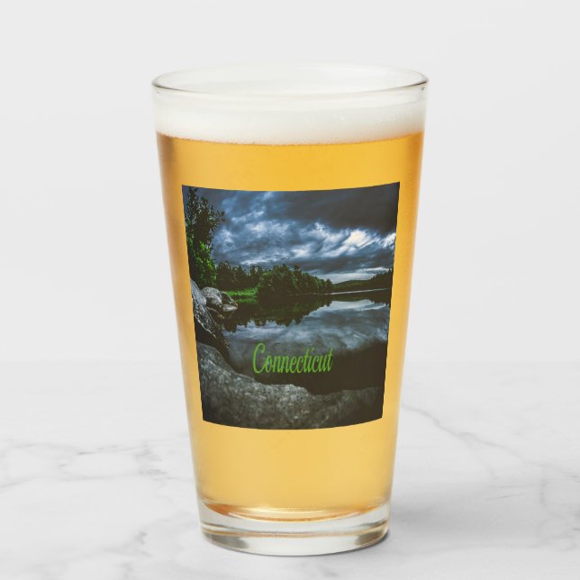 Connecticut Beutiful Lake Trees Glass (Front Filled)
