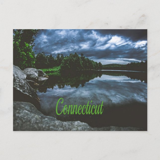 Connecticut Beutiful Lake Trees Postcard (Front)
