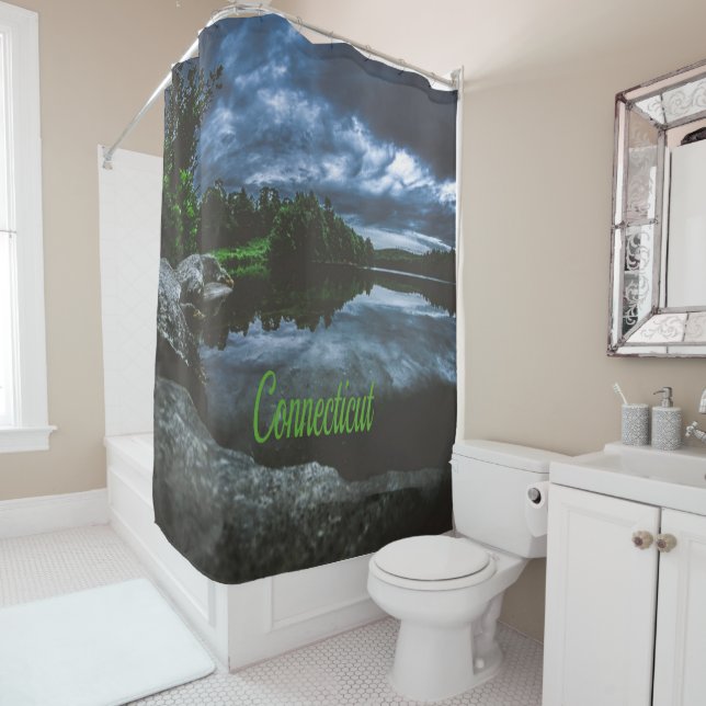 Connecticut Beutiful Lake Trees Shower Curtain (In Situ)