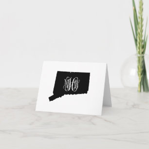 Connecticut Black White Vine Monogram DIY BG Sv Thank You Card