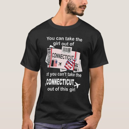Connecticut Boarding Pass  Connecticut Girl T_Shirt