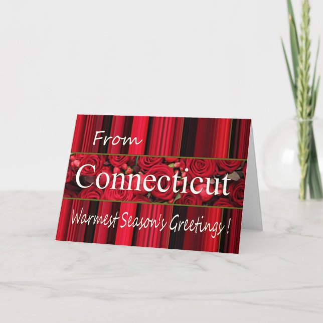 Connecticut  Christmas Card, state specific Holiday Card (Front)