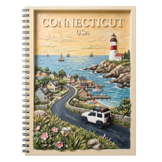 Connecticut Coastal Lighthouse Vintage Road Trip Notebook