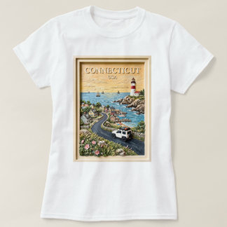 Connecticut Coastal Lighthouse Vintage Road Trip T-Shirt