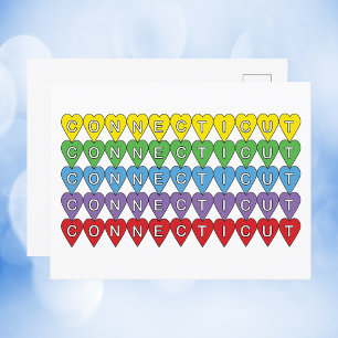 Connecticut Colorful Hearts Postcard