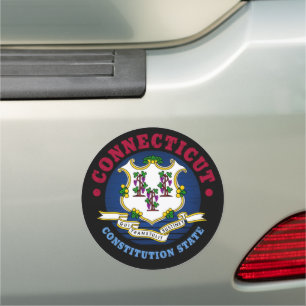 CONNECTICUT CONSTITUTION STATE FLAG CAR MAGNET