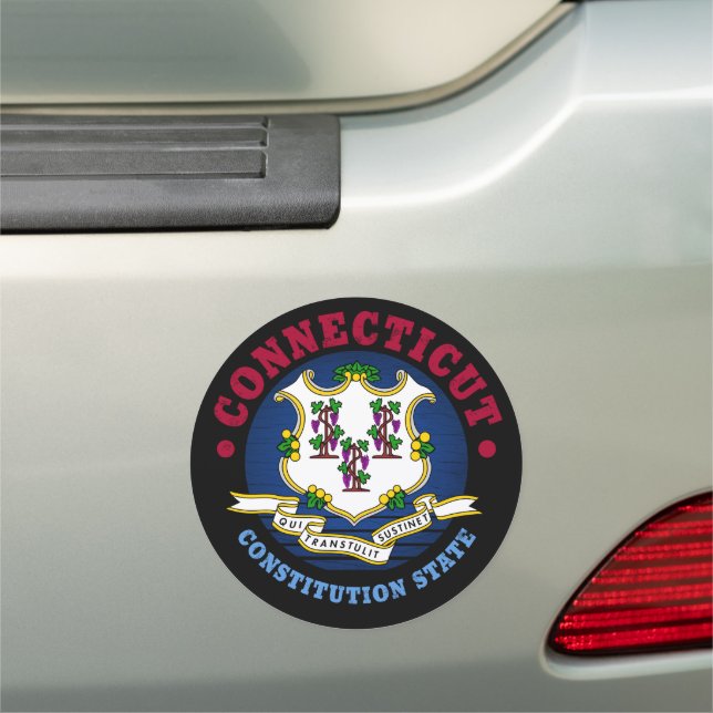 CONNECTICUT CONSTITUTION STATE FLAG CAR MAGNET (In Situ)