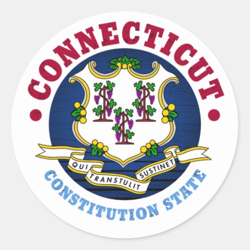 CONNECTICUT CONSTITUTION STATE FLAG CLASSIC ROUND STICKER