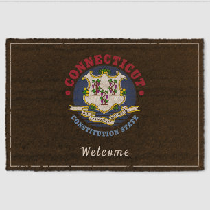 CONNECTICUT CONSTITUTION STATE FLAG FIBER DOORMAT