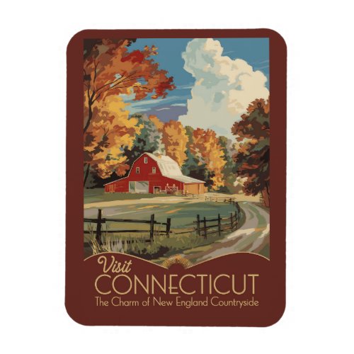 Connecticut Countryside Travel Art Vintage Magnet
