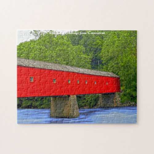Connecticut Covered Bridge Christmas Greetings Jigsaw Puzzle