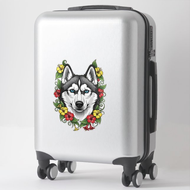 Connecticut Dog And Colorful Mirablis Blossom Sticker (Suitcase)