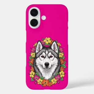 Connecticut Dog And Colorful Mirablis Flowers iPhone 16 Case