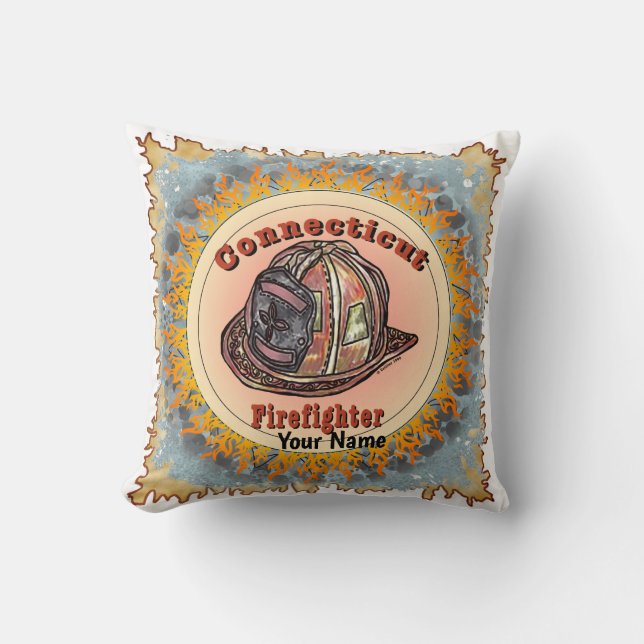 Connecticut Firefighter  Throw Pillow (Front)