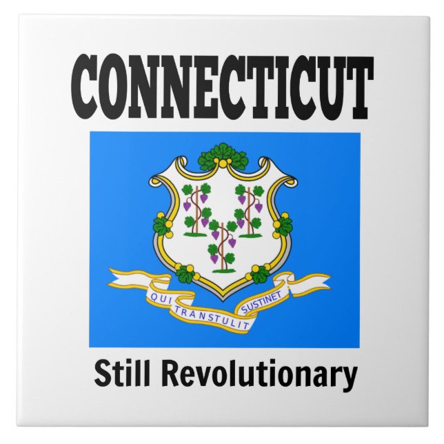 Connecticut flag and motto ceramic tile (Front)