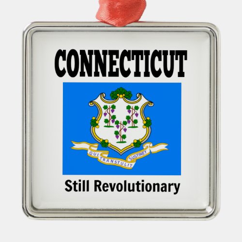 Connecticut flag and motto metal ornament