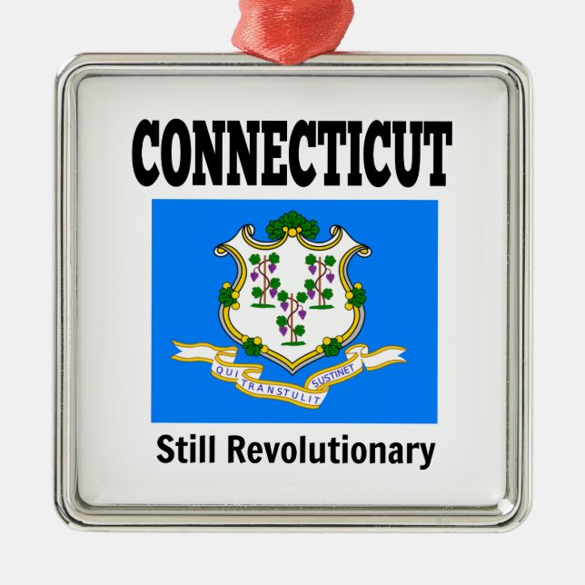 Connecticut flag and motto metal ornament (Front)