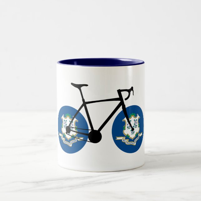 Connecticut Flag Cycling Two-Tone Coffee Mug (Center)
