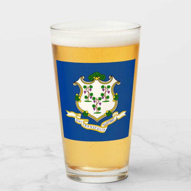 Connecticut flag  glass (Front Filled)