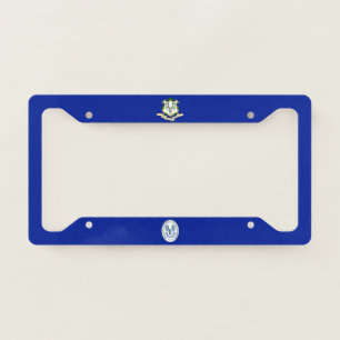 Connecticut flag-seal license plate frame