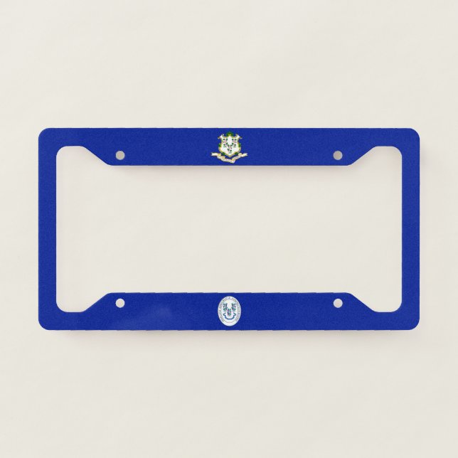Connecticut flag-seal license plate frame (Front)