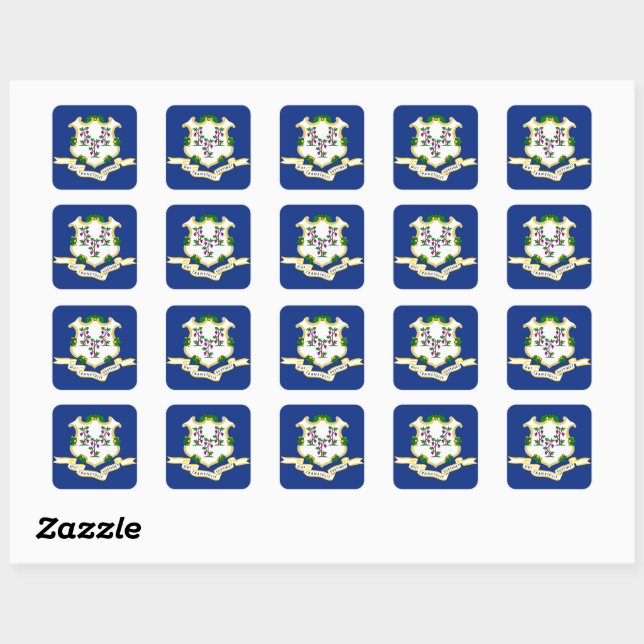 Connecticut flag square sticker (Sheet)