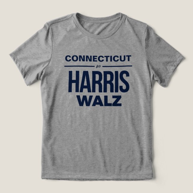 Connecticut for Harris Walz Tri-Blend Shirt (Design Front)