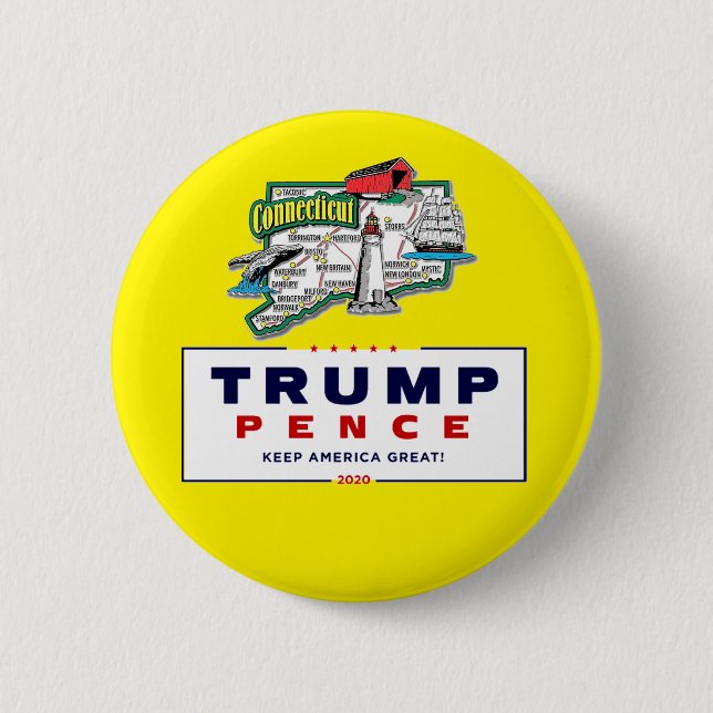 Connecticut for Trump Pence 2020 Button (Front)