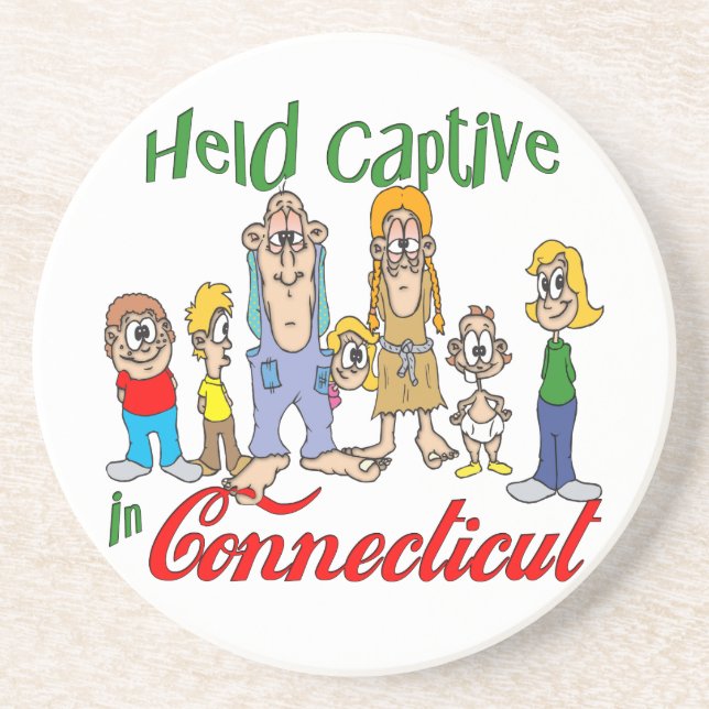 Connecticut Funny Trailer Park Sandstone Coaster (Front)