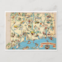 Connecticut Funny Vintage Map