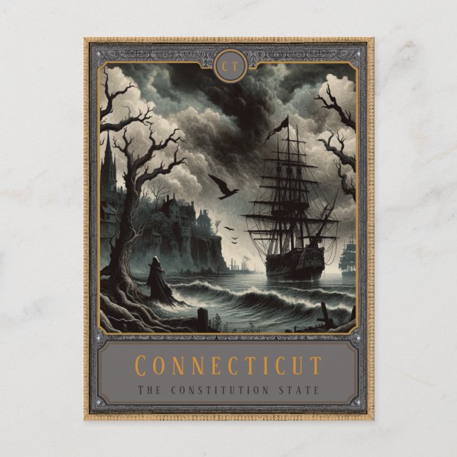 Connecticut | Gothic Art Postcard (Front)