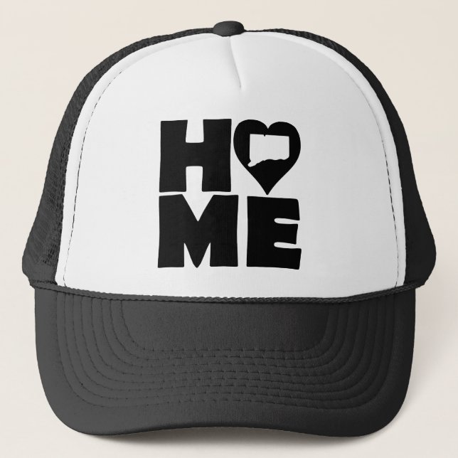 Connecticut Home Heart State Ball Cap Trucker Hat (Front)