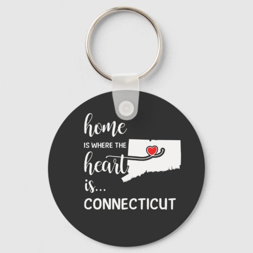 Connecticut home is where the heart is keychain