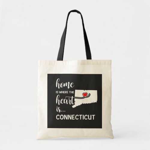 Connecticut home is where the heart is tote bag