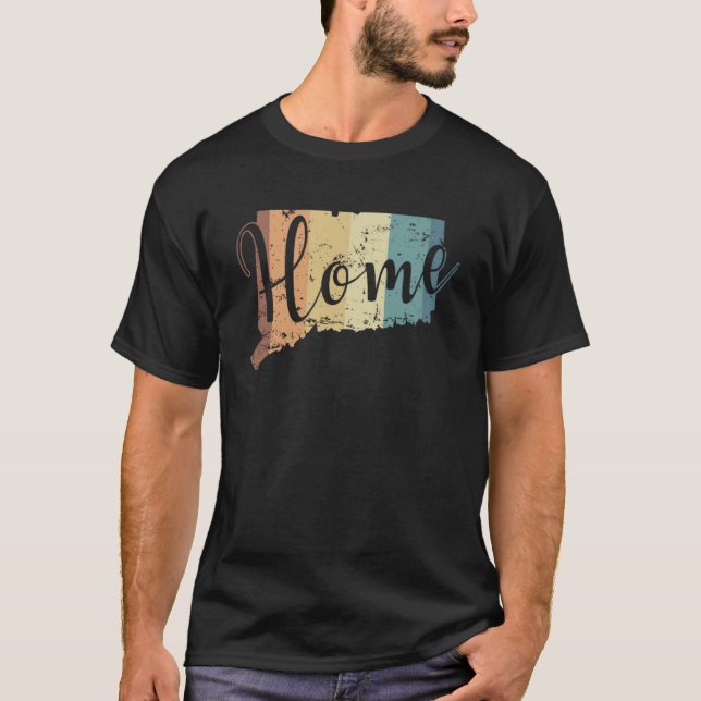 Connecticut Home Map Outline USA America T-Shirt (Front)