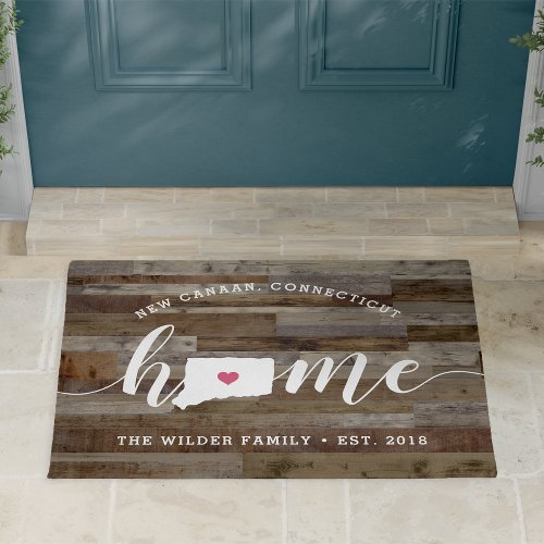 Connecticut Home State Personalized Wood Look Doormat