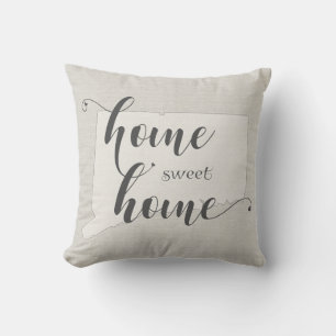 Connecticut - Home Sweet Home burlap-look Throw Pillow