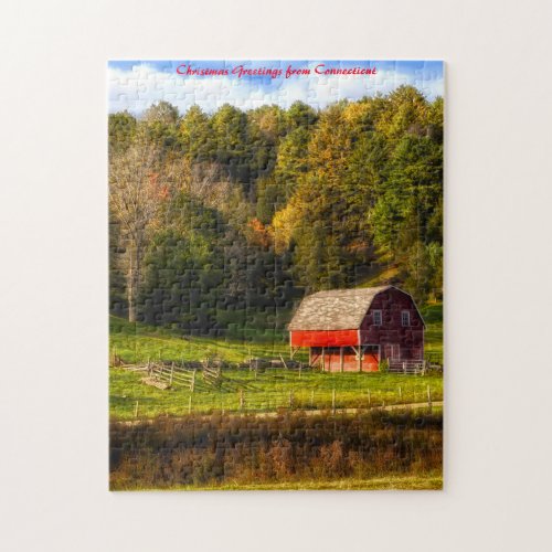 Connecticut Landscape Christmas Greetings Jigsaw Puzzle