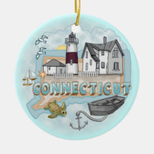 Connecticut Lighthouse Ceramic Ornament